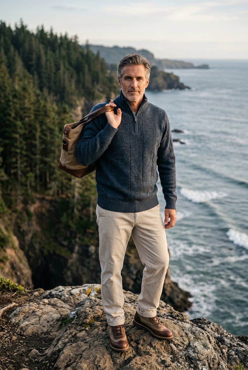 Noble Wilde Mens Javelin Zip Neck, neptune