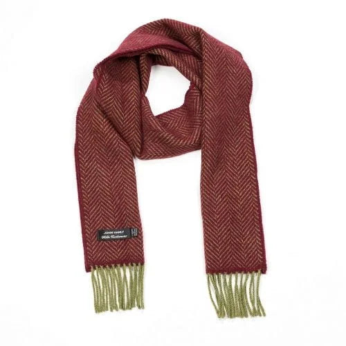 John Hanly Merino Cashmere Sjaal, rood groen