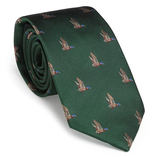 Laksen Duck In Flight Tie, british racing green