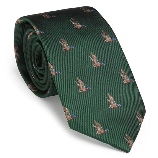 Laksen Duck In Flight Tie, british racing green