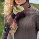 John Hanly Merino Cashmere Scarf 2436,green wine clay