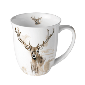 Koffiebeker met hertmotief, porselein - Het Brabants Jachthuis
