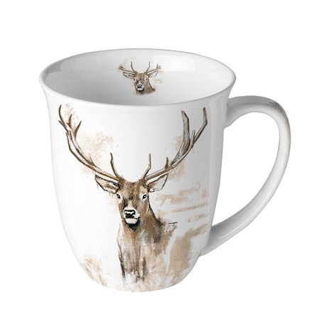 Koffiebeker met hertmotief, porselein - Het Brabants Jachthuis