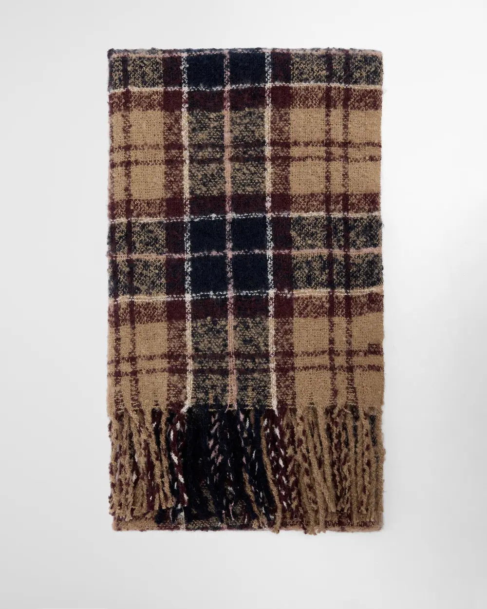 Barbour Saltburn Beanie & Tartan Scarf Gift Set, gardenia tartan