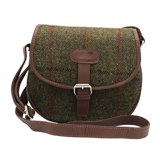 Harris Tweed Rowan Saddle Bag, green check