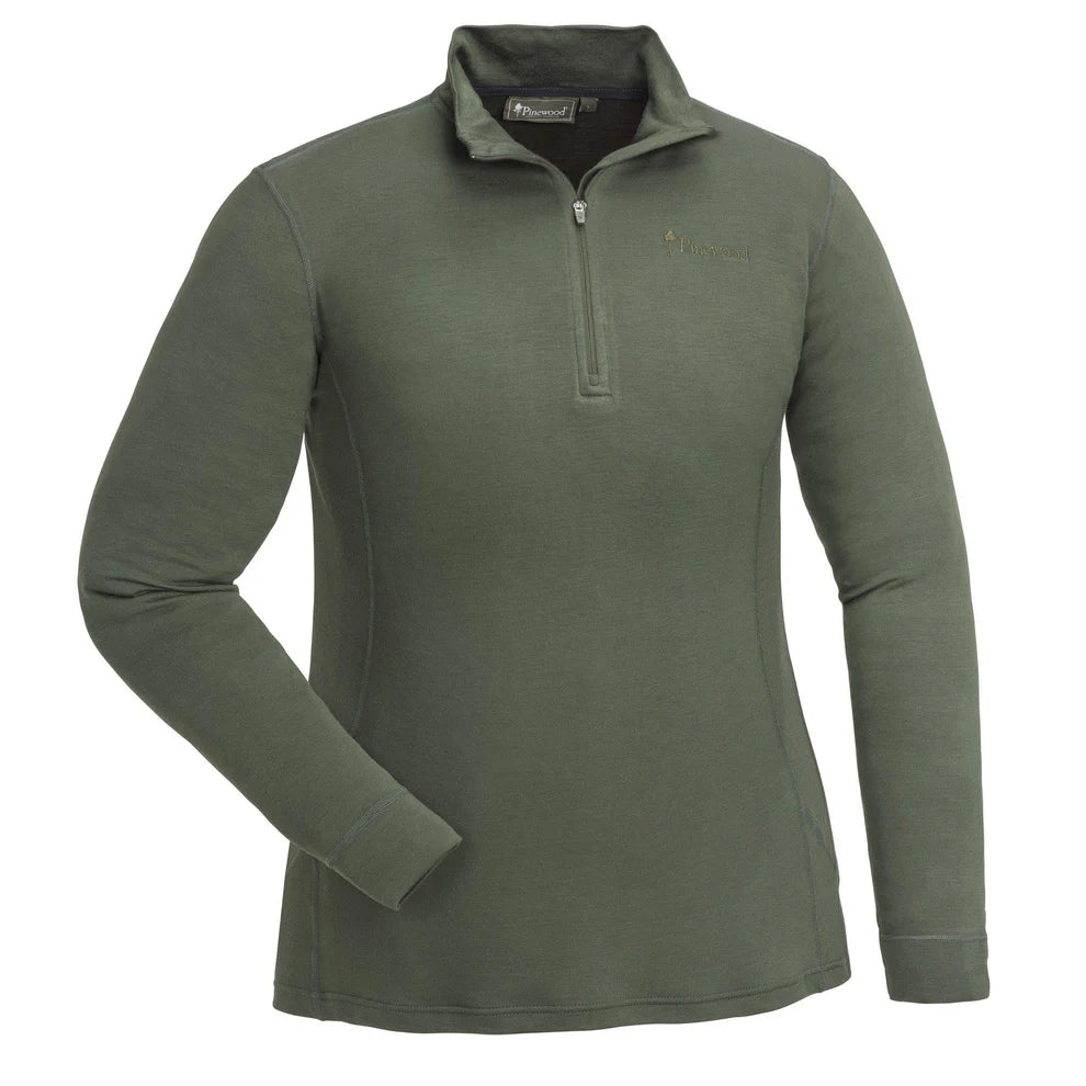 Pinewood Abisko Merino Base Layer Half Zip W, dark moss green