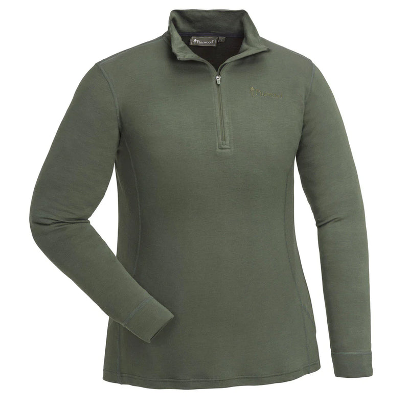 Afbeelding laden in Galerijviewer, Pinewood Abisko Merino Base Layer Half Zip W, dark moss green
