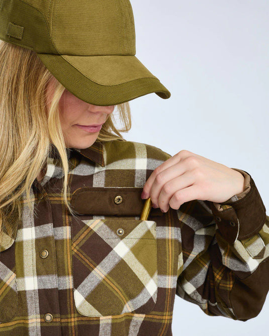 Pinewood Douglas Shirt W, olive green/cream white
