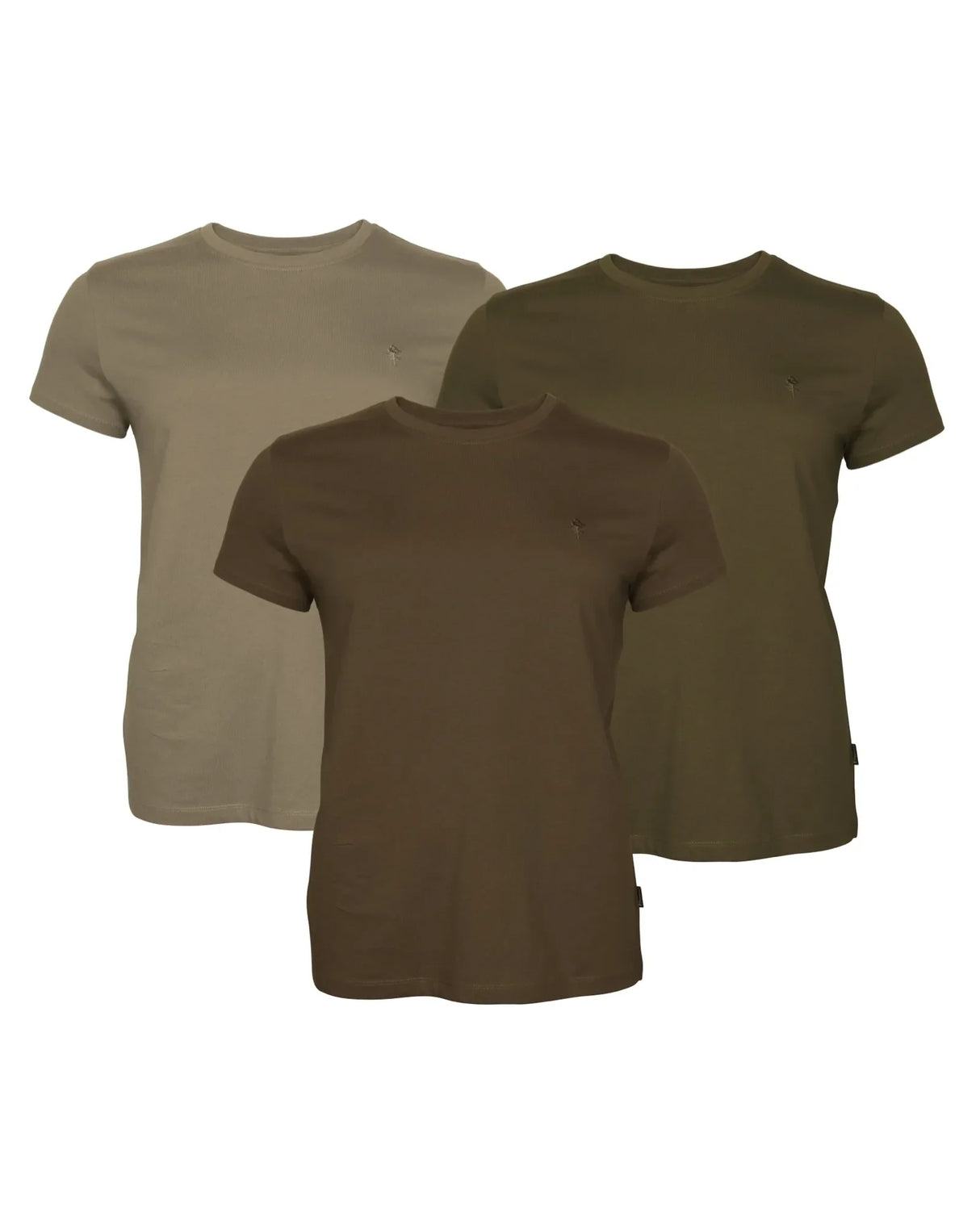 Pinewood 3-pack T-shirt Dames, Green/H.Brown/Khaki