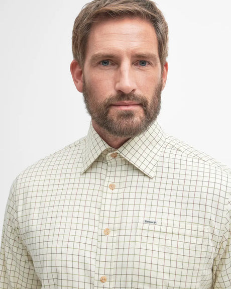 Barbour Field Tattersall Regular Shirt, green/brown