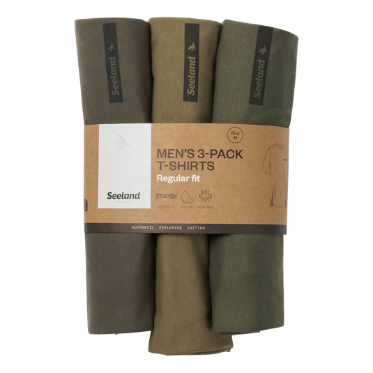 Seeland 3-Pack T-shirt, pine green/military olive/grape leaf