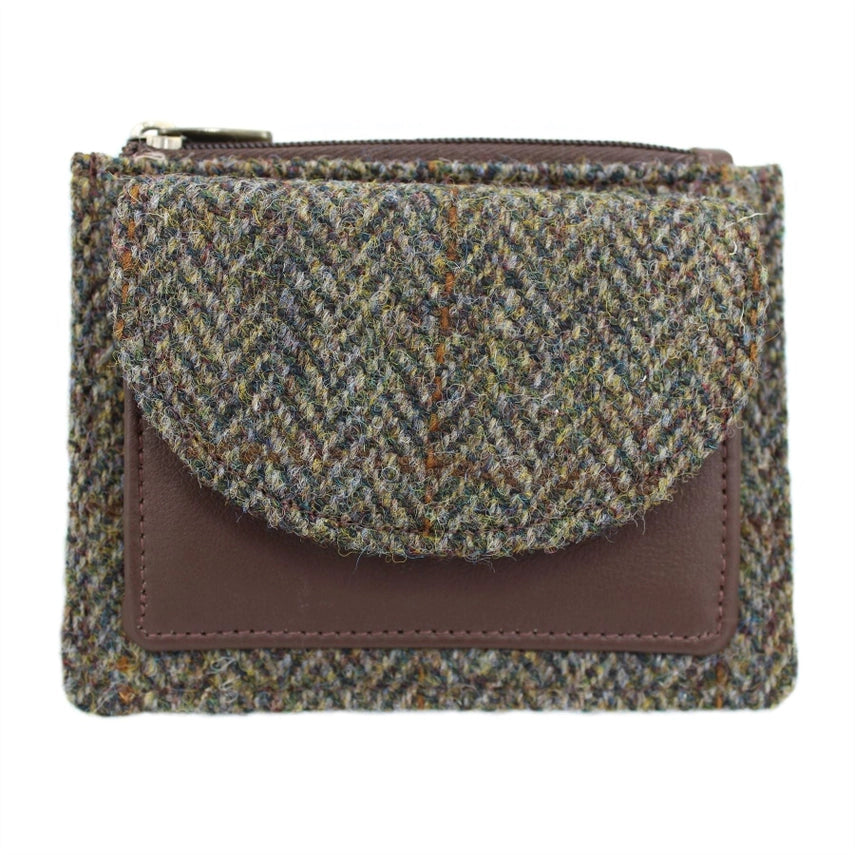 Harris Tweed Rory Coin-Card Purse, green/brown