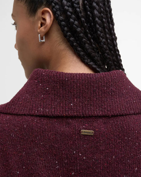 Barbour Lavensdale Half Zip Knitted Jumper, black cherry