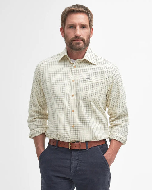 Barbour Field Tattersall Regular Shirt, green/brown