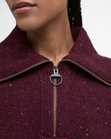 Barbour Lavensdale Half Zip Knitted Jumper, black cherry