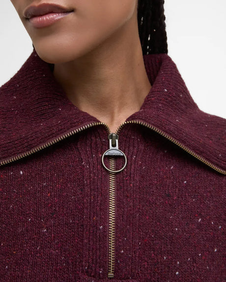 Barbour Lavensdale Half Zip Knitted Jumper, black cherry