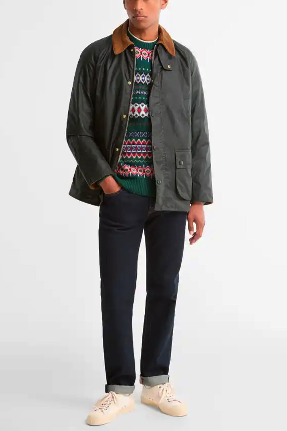 Barbour Ashby Waxed Jacket, sage/evergreen