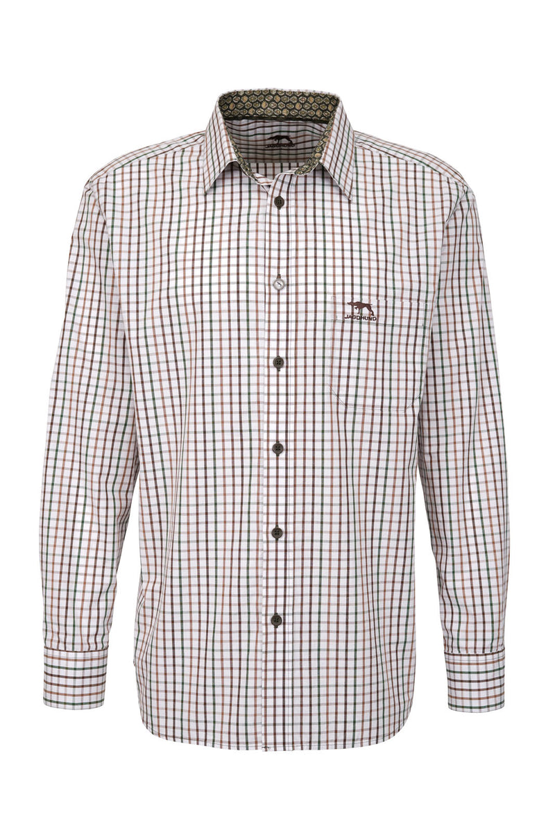 Afbeelding laden in Galerijviewer, Jagdhund heren overhemd "Xaver", green/brown
