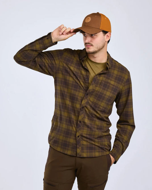 Pinewood Abisko Trekking InsectSafe L/S Shirt Men, d.olive/d.sandstone