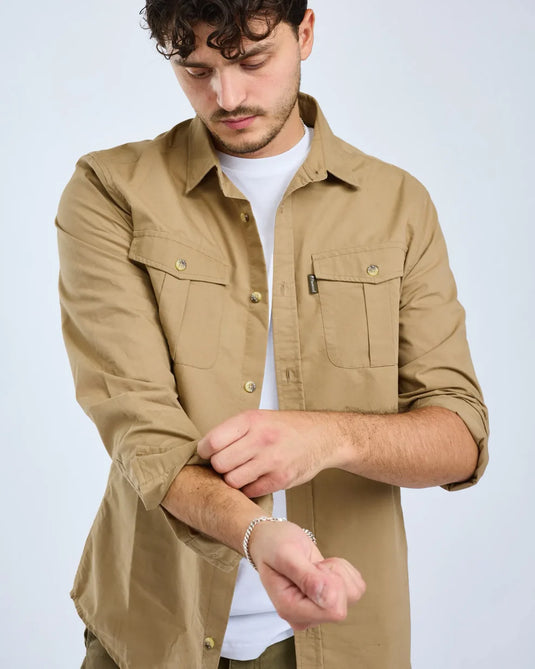 Pinewood InsectSafe Poplin L/S Shirt Men, sandstone