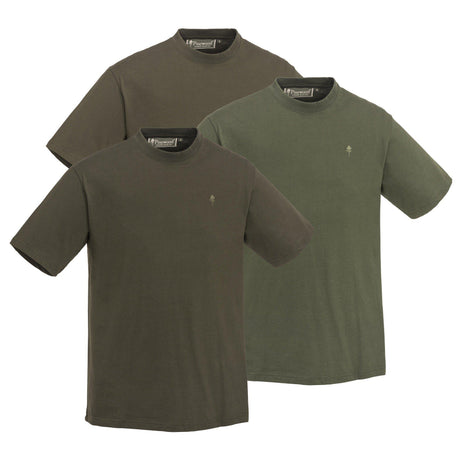 Pinewood 3-pack T-shirt, Green/H.Brown/Khaki