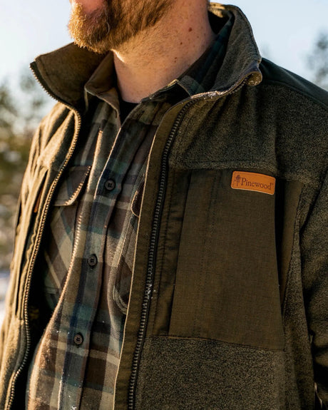 Pinewood Lappland Rough Fleece Jacket, Olive Mel/D.Olive