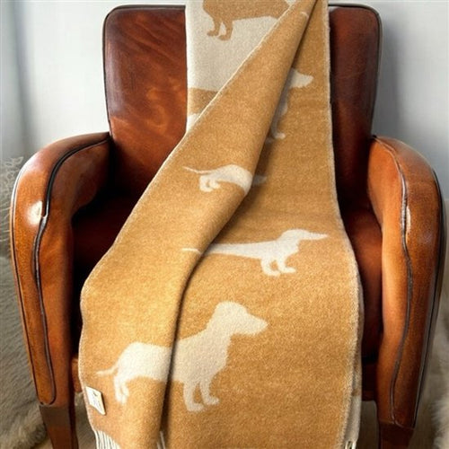 Plaid met teckels, sand/terracotta/white