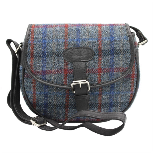Harris Tweed Rowan Saddle Bag, grey check