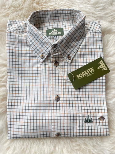 Foresta heren overhemd, geruit, off-white/olive/cognac, 60-5077