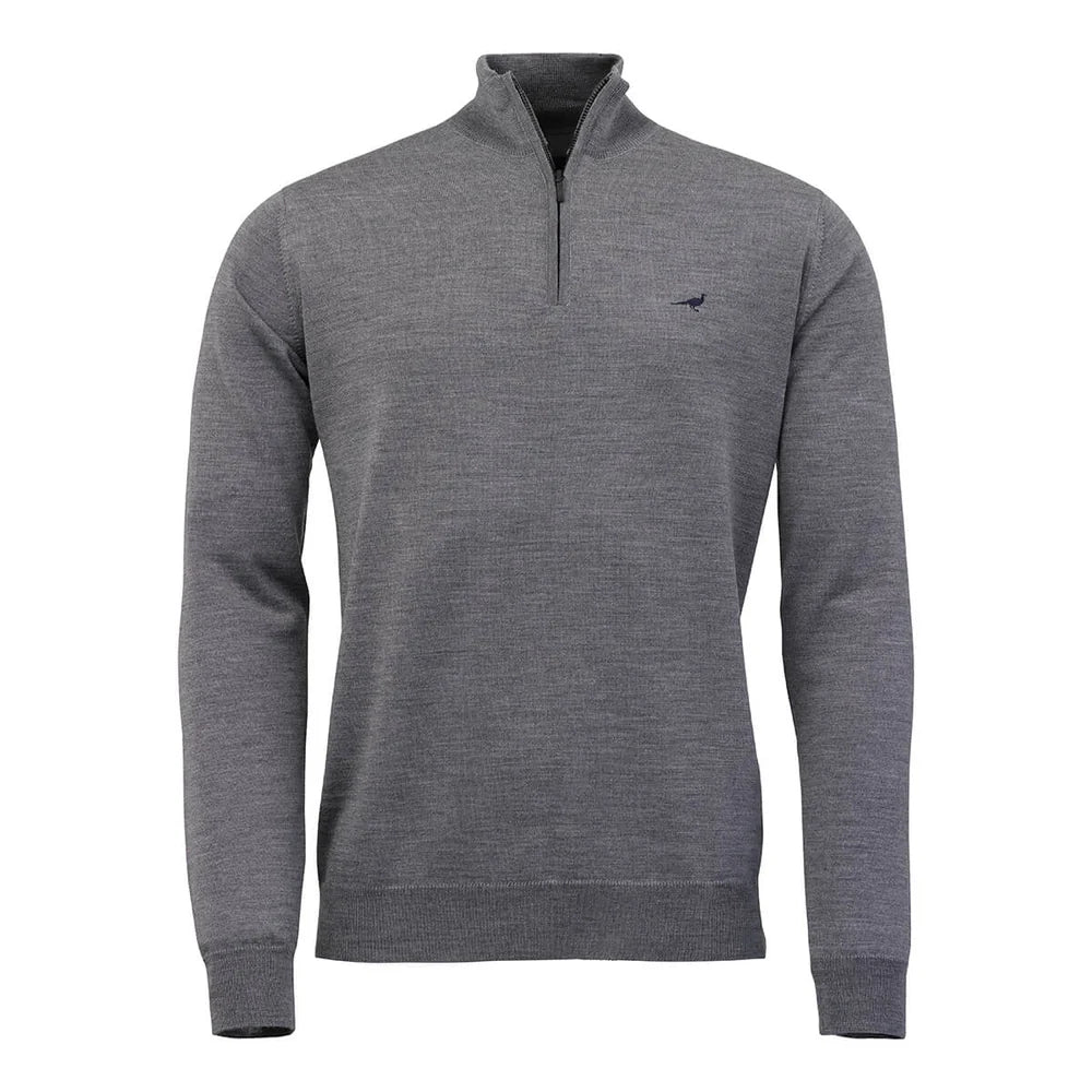 Laksen Norfolk, merino herentrui met rits, overcast