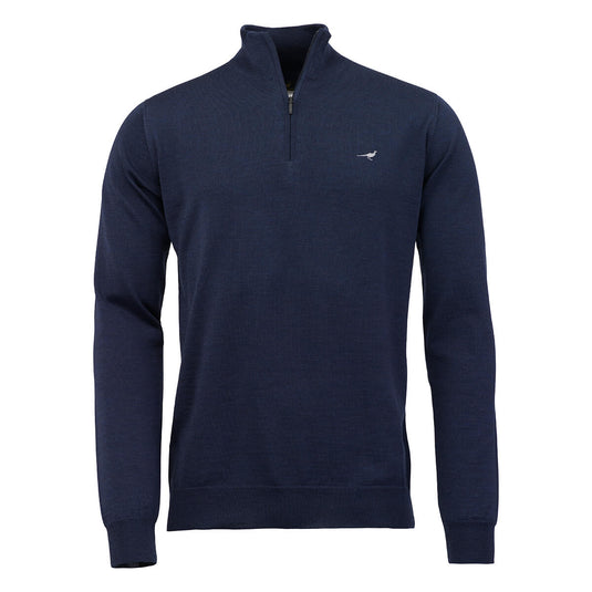 Laksen Norfolk zip neck Merino supernavy