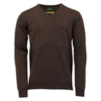 Laksen Sussex, merino herentrui met V-hals, brownie