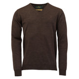 Laksen Sussex, merino herentrui met V-hals, brownie