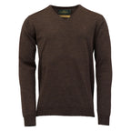 Laksen Sussex, merino herentrui met V-hals, chocolate