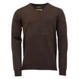 Laksen Sussex, merino herentrui met V-hals, chocolate