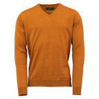 Laksen Sussex, merino herentrui met V-hals, mustard