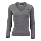 Laksen Camilla, merino damestrui met V-hals, overcast