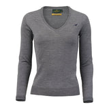 Laksen Camilla, merino damestrui met V-hals, overcast