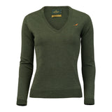 Laksen Camilla, merino damestrui met V-hals, woody