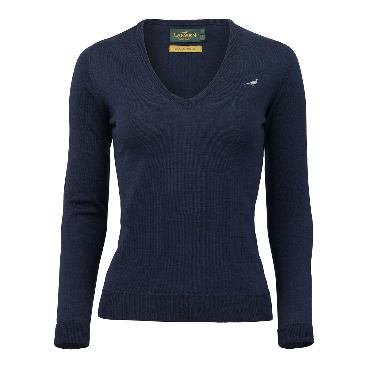 Laksen Camilla, merino damestrui met V-hals, supernavy