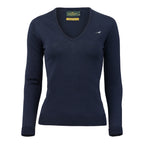 Laksen Camilla, merino damestrui met V-hals, supernavy
