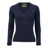 Laksen Camilla, merino damestrui met V-hals, supernavy