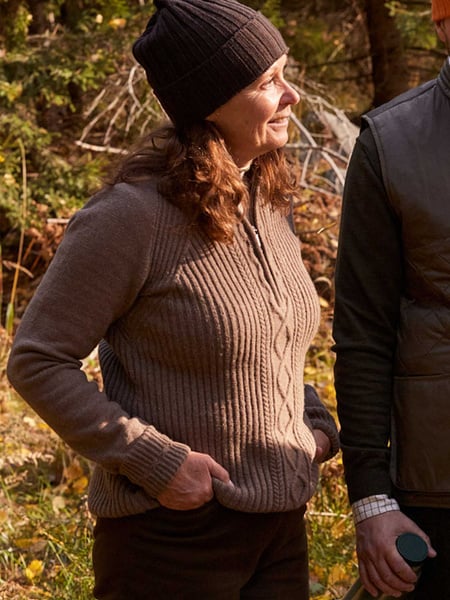 Stella Half Zip Wool Pullover Women Saddle Brown