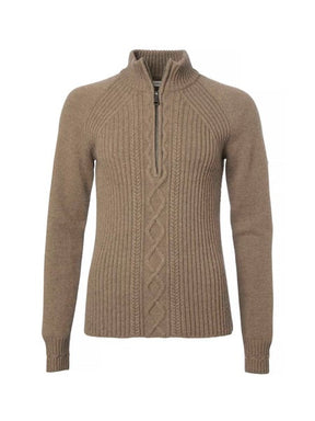 Stella Half Zip Wool Pullover Women Saddle Brown
