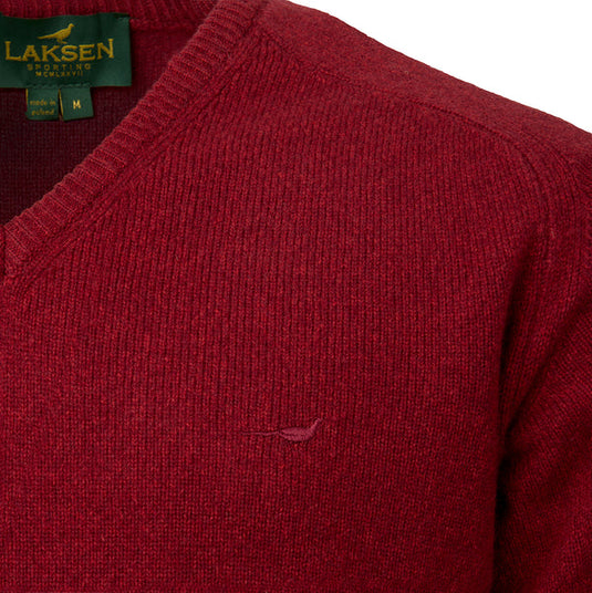 Laksen Trent, lamswollen herentrui met V-hals, wine