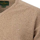 Laksen Trent, lamswollen herentrui met V-hals, camel