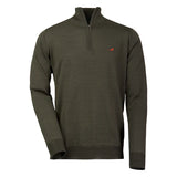 Laksen Norfolk, merino herentrui met rits, olive