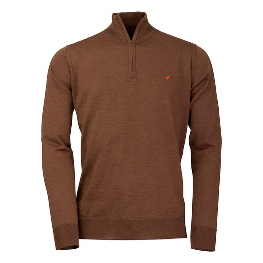Laksen Norfolk, merino herentrui met rits, rum