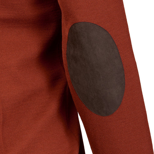 Laksen Sussex, merino herentrui met V-hals, burnt orange