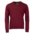 Laksen Sussex, merino herentrui met V-hals, bordeaux